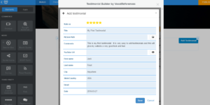 Add Testimonial in Testimonial Builder for Weebly