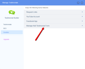Manage Add Testimonial Form Option