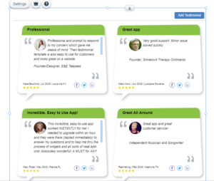 Unconnected Testimonial Builder App on Wix web page