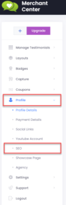 Profile SEO menu