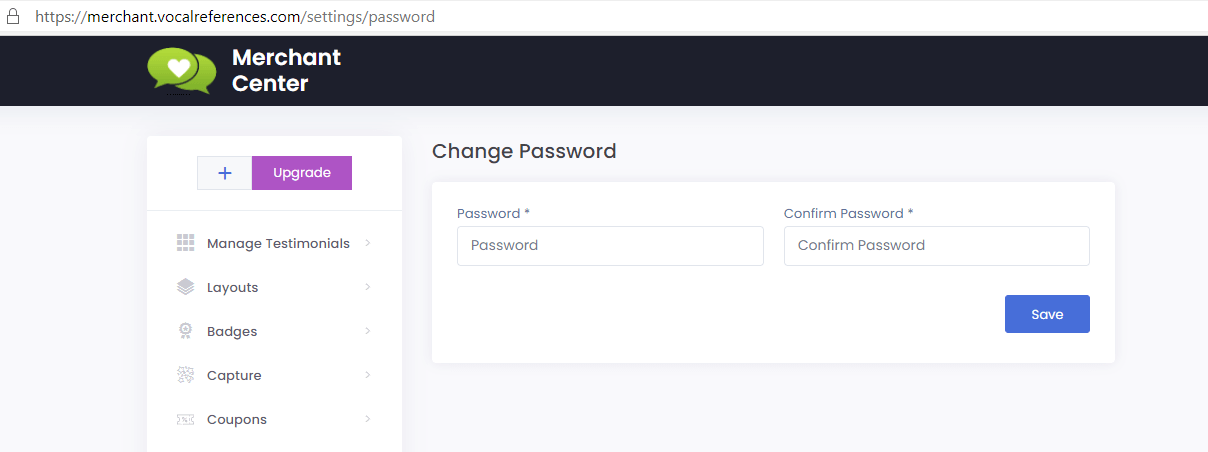 change password and confirm