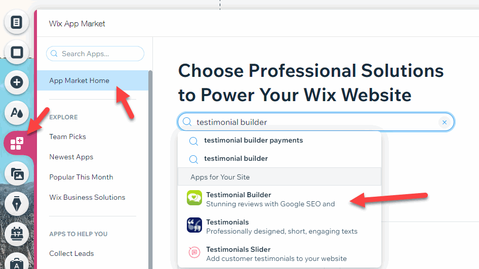 Testimonial Builder in Wix App Market