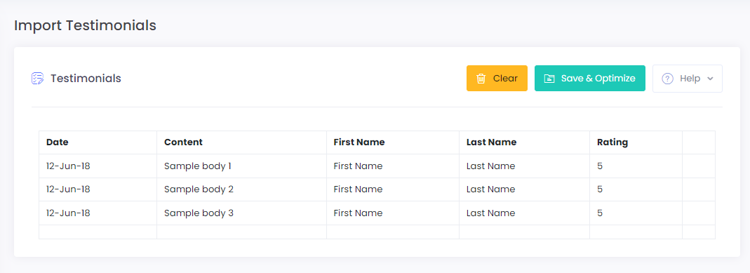 Import CSV display