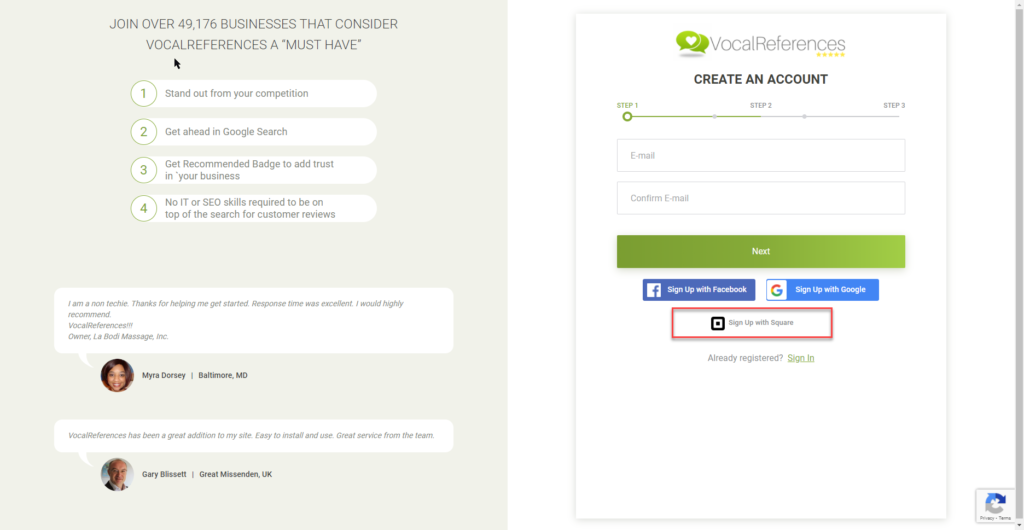 Sign Up With Square