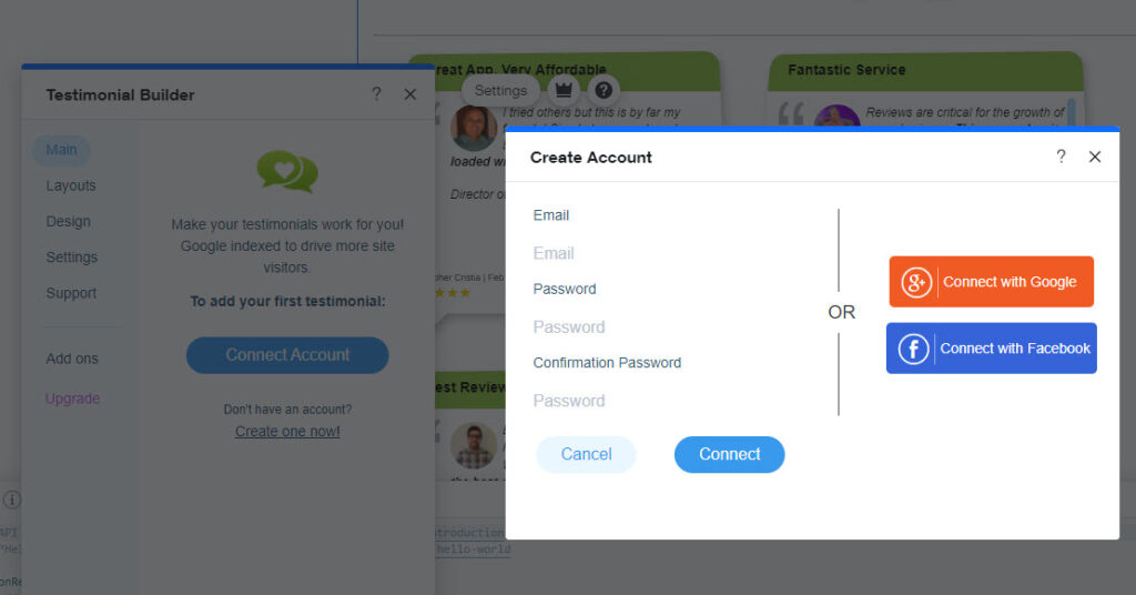Create Account Form wix